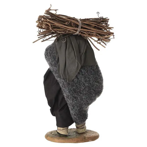 Homme portant des bûches 20 cm crèche napolitaine en terre cuite