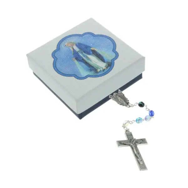 Our Lady of Grace Rosary with a decorated box