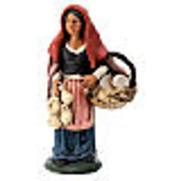 Santon crèche de Noël femme avec fromage terre cuite