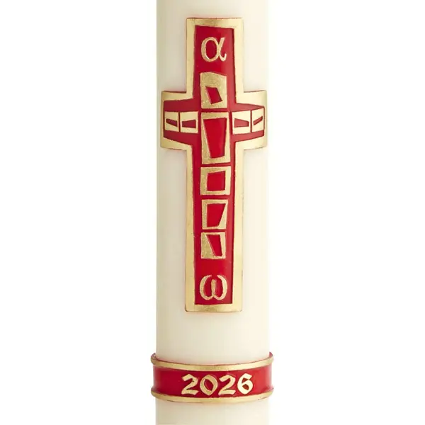 Cierge pascal Croix Vitrail - cire d'abeille ou classique - Fabriqué à la main #Réf 14