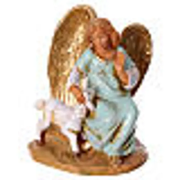 Ange avec mouton santon Fontanini pour crèche PVC de 12 cm