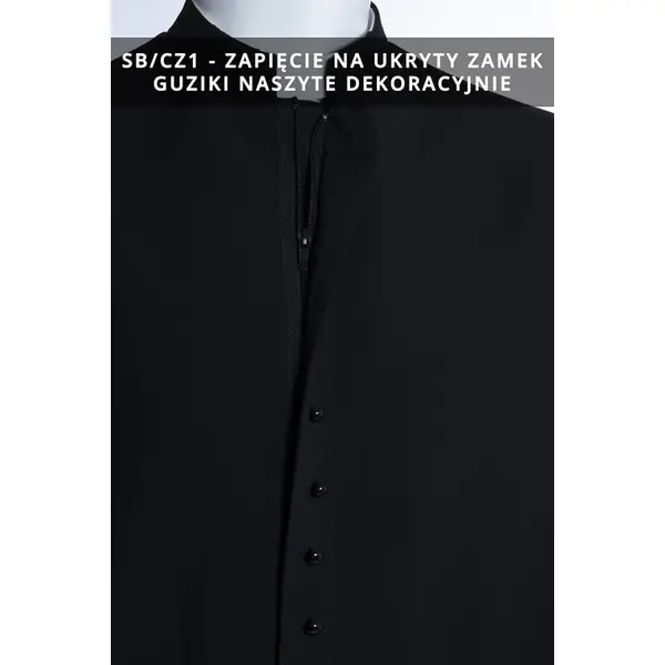 Soutane d’été romaine noire SB/cz - coton avec viscose