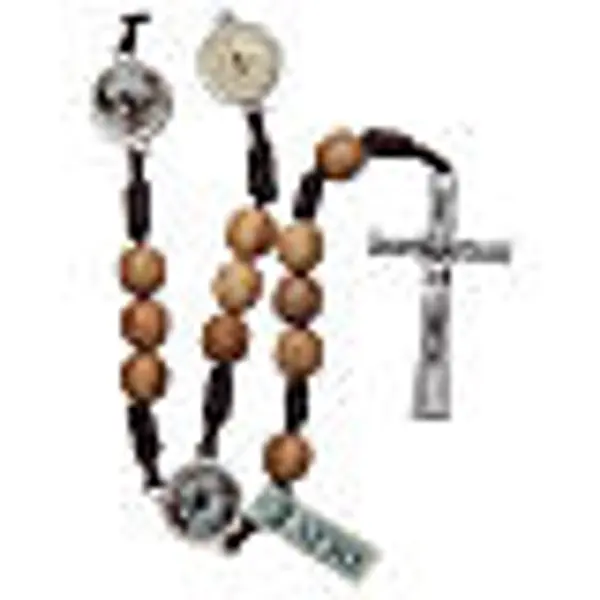 Chapelet Medjugorje Chemin de Croix grains olivier corde marron