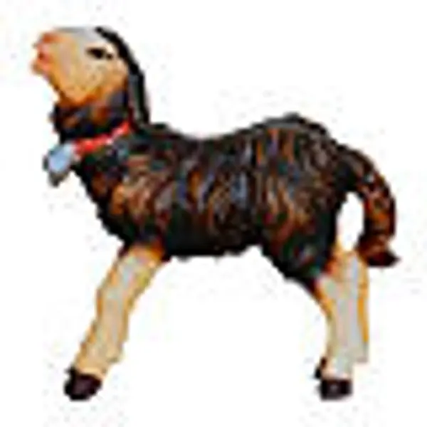 Agneau noir debout en bois peint 9,5 cm crèche Mahlknecht Val Gardena