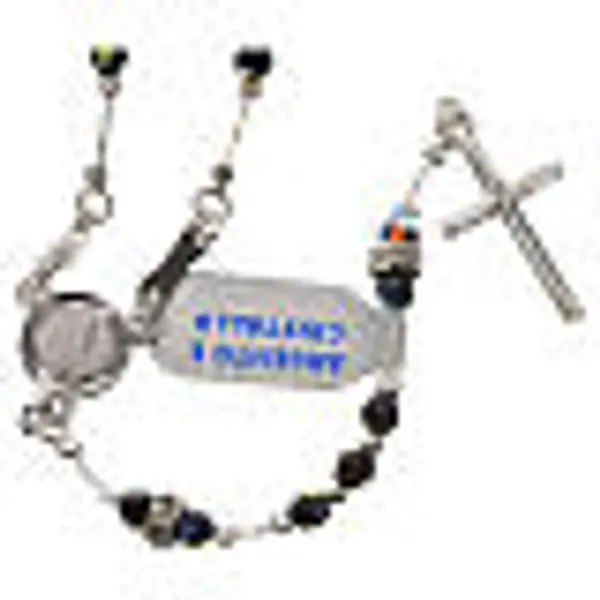 Chapelet argent 800 et cristal noir