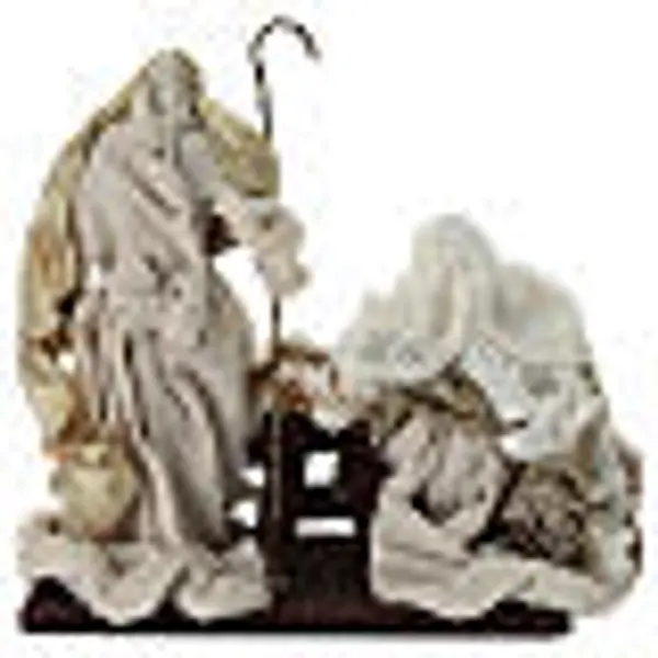 Ensemble Nativité tissu blanc et or 30 cm