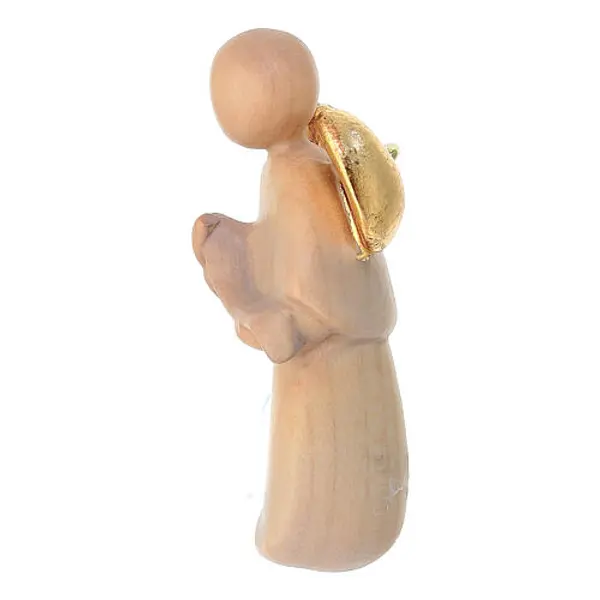 Ange Gloria crèche 12 cm bois doré Val Gardena