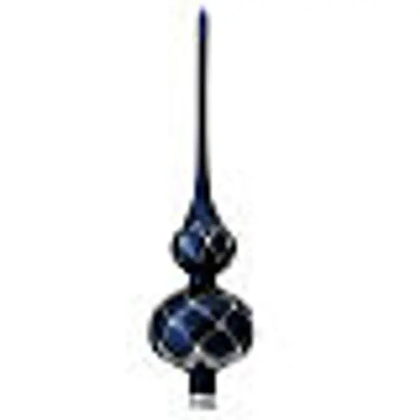 Cimier sapin de Noël bleu losanges argentées 35 cm