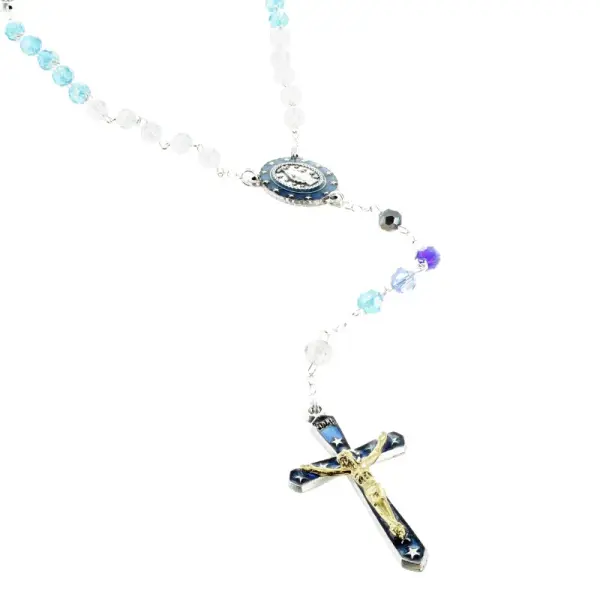 Chapelet en verre de la Vierge Miraculeuse avec sa boîte illustrée