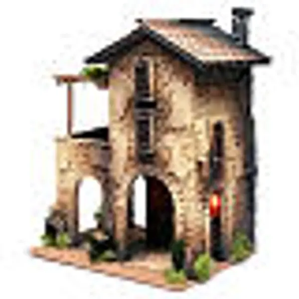 Taverne avec fumée crèche 39x30x23 cm
