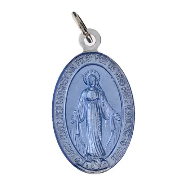 50x Médailles Vierge Miraculeuse anglais aluminium émaillé 18 mm