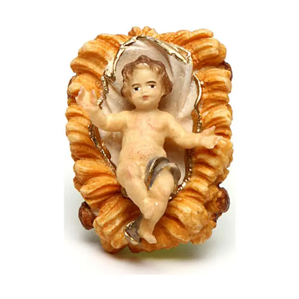 Enfant Jésus avec berceau crèche Original bois peint Val Gardena 10 cm