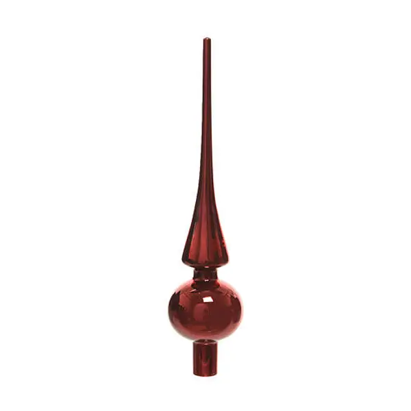 Pointe de sapin en verre rouge foncé finition brillante 25 cm