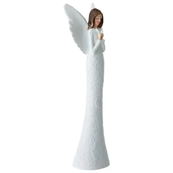 Ange habillé de fleurs en relief en plastique 15 cm