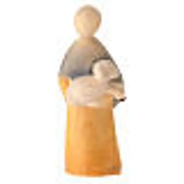 Statuette berger tenant agneau crèche 12 cm bois coloré Val Gardena