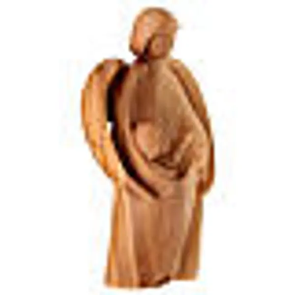 Statue en bois d'olivier Ange Gardien avec Enfant Val Gardena