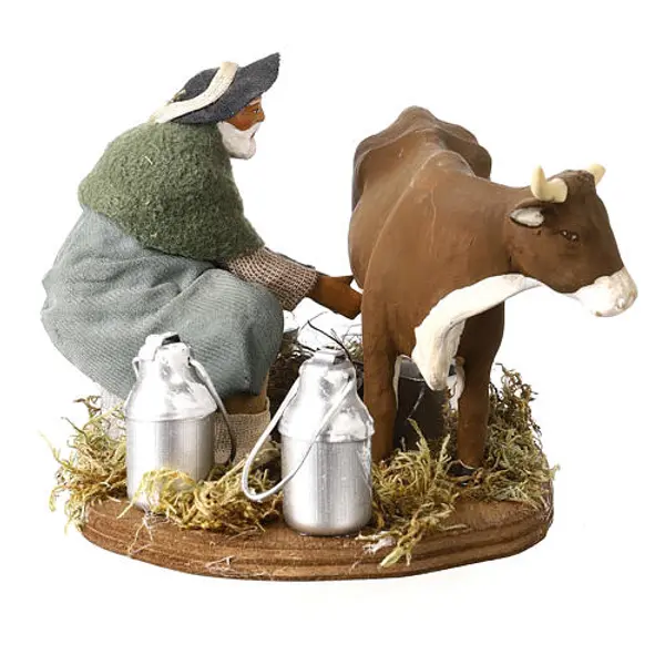 Homme qui trait une vache 12 cm crèche napolitaine