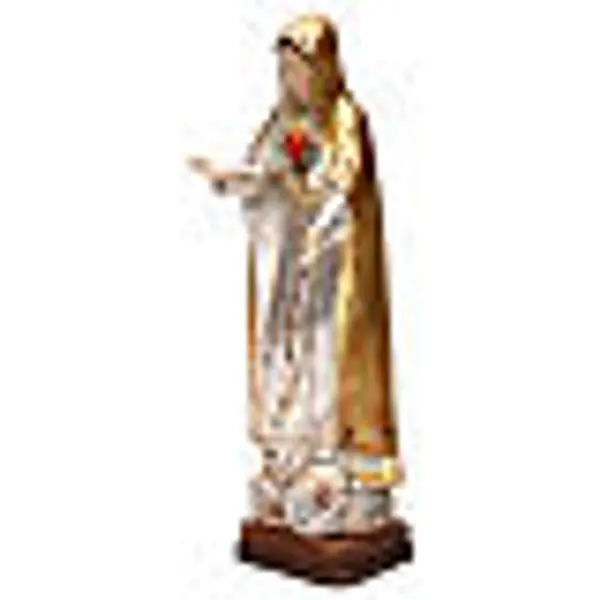 Notre-Dame de Fatima 5ème apparition bois Val Gardena or massif robe argentée