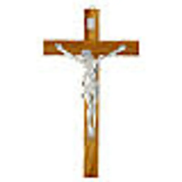Crucifix olivier Chirst finition argent Valenti 35 cm
