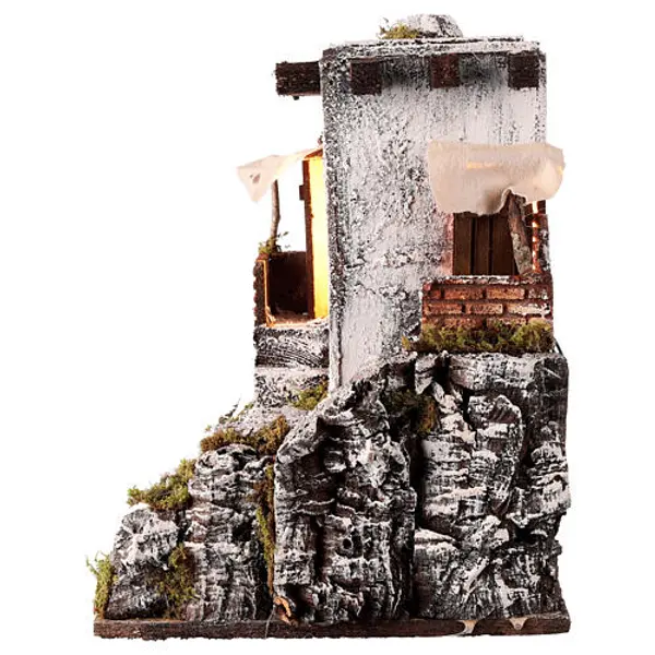 Maison arabe blanche avec escalier et cabane 35x37x25,5 cm crèche de Naples