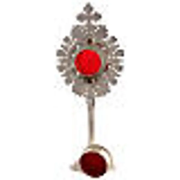 Reliquaire décoré fleurs stylisées h 20 cm finition argent