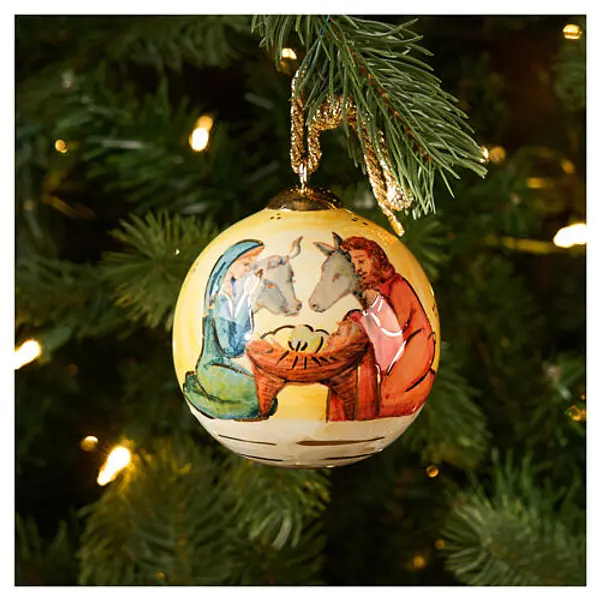 Décoration sapin de Noël scène Nativité Dellarte Ceramiche peinte à la main 8 cm