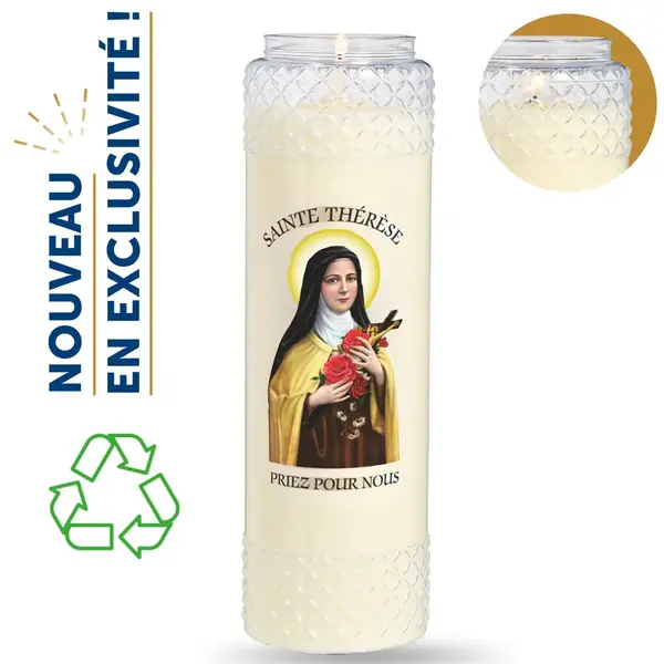Bougie Neuvaine ornement effigie Sainte Thérèse - Exclusivité Desfossés
