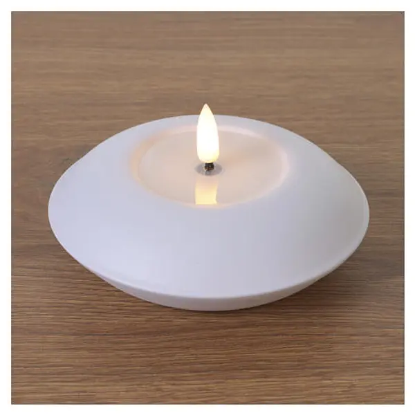 Bougie de Noël LED effet feu blanc chaud Ø 12 cm