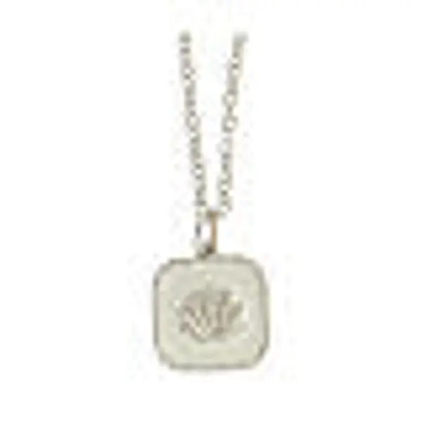Collier pendentif blanc carré avec coquillage argent 925 Collection HOLYART