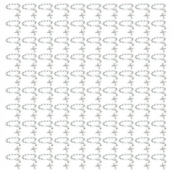 Set of 100 Lourdes silver beads rosaries with heart Apparition of Lourdes