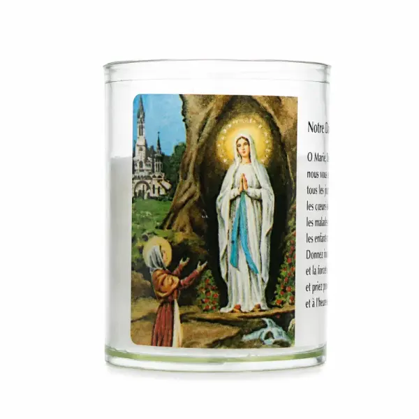 Candle of Our Lady of Lourdes with prayer