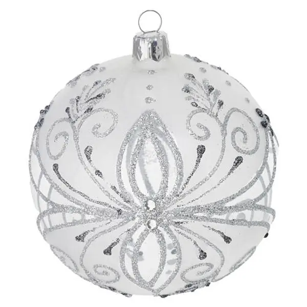 Boule de Noël verre soufflé décorations argent et gris 100 mm
