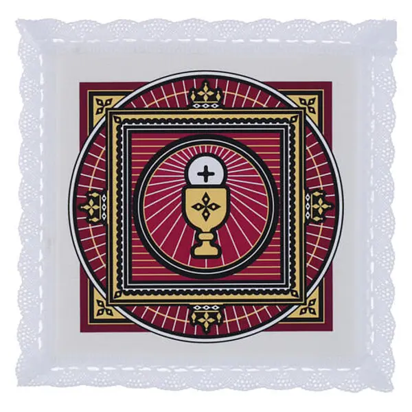 Palle couleur pourpre en lin et coton impression calice et hostie