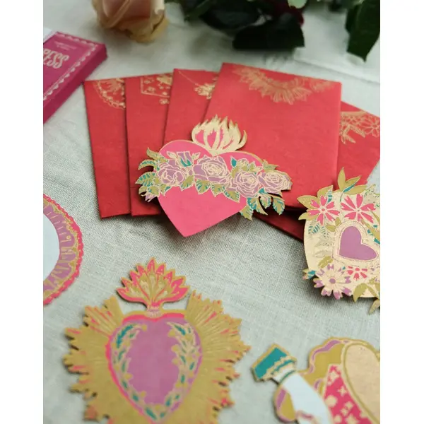 Lot de 5 cartes Sacré Coeur avec enveloppes
