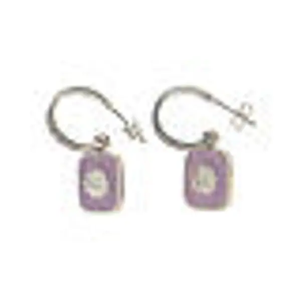 Boucles d'oreille anneaux argent 925 carré lilas avec coquillage HOLYART