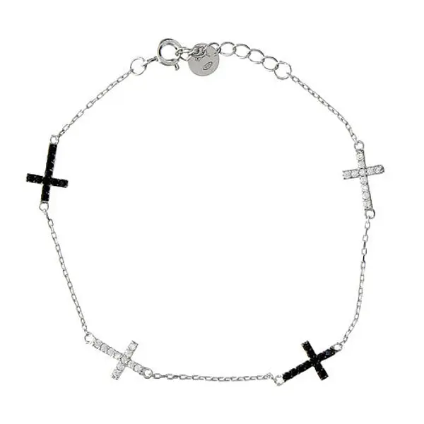 Bracelet Lumina argent 925 zircons blancs et noirs Benedictus