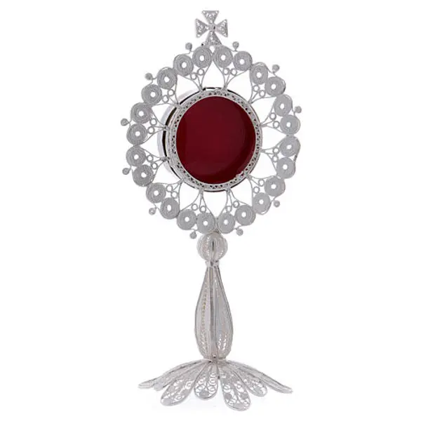 Reliquaire filigrane argent 800 13 cm