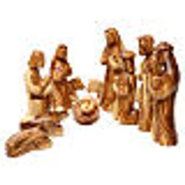 Set Nativité 12 pcs en bois d'olivier de Bethléem 22 cm