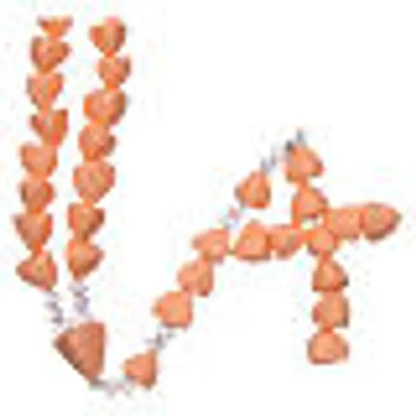 Chapelet Médjugorje céramique cuite couleur pêche grains 8 mm