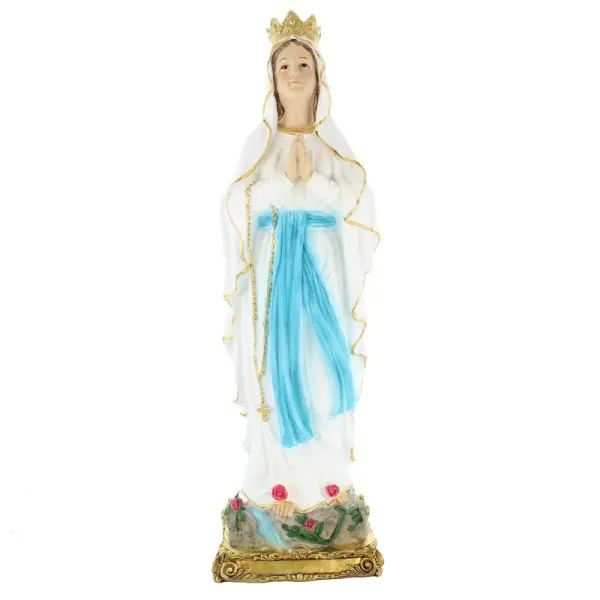 Statue Notre Dame de Lourdes couronée en résine 40cm