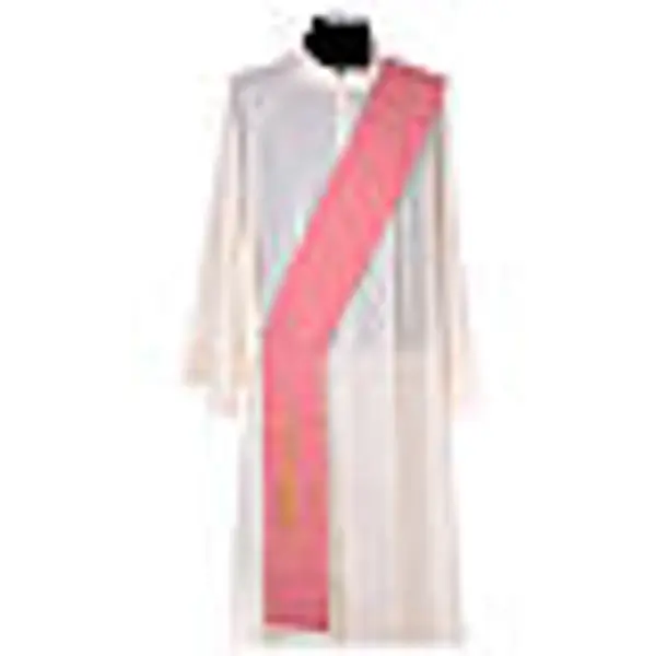 Étole diaconale rose 100% polyester lampe croix