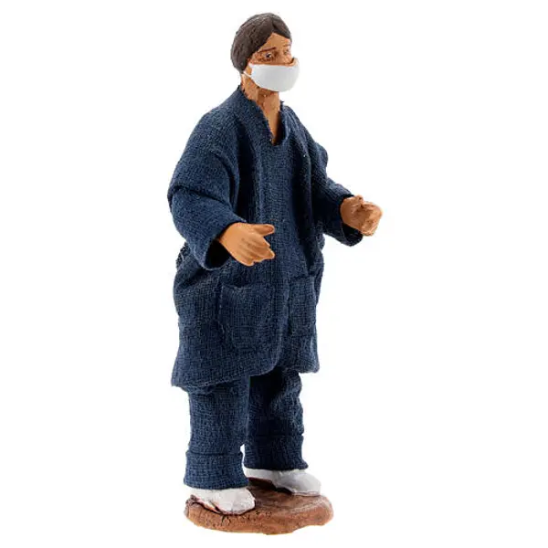 Infirmière avec masque pour crèche napolitaine de 10 cm