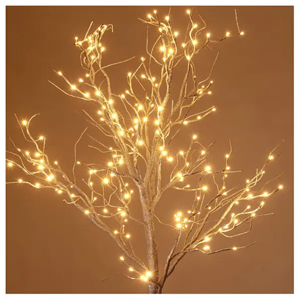Arbre lumineux doré type hêtre 210 cm 192 LEDs blanc chaud intérieur