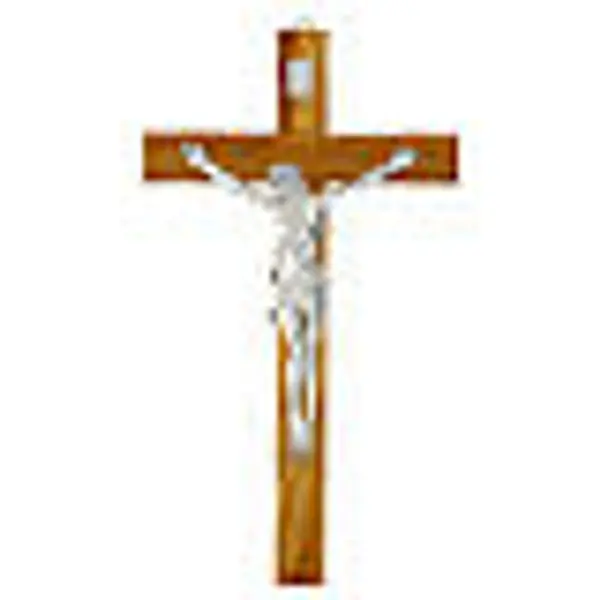 Croix olivier corps argent satiné 50 cm Valenti Argenti