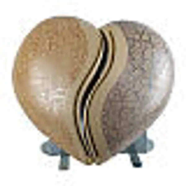 Urne 2 pièces cœur double marron clair et foncé effet marbre 15x40x40 cm 10 litres