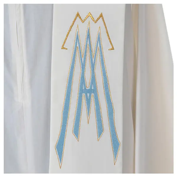 Etole liturgique 100% polyester symbole Mariale