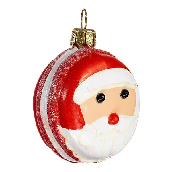 Macaron Père Noël 10 cm décoration sapin de Noël verre soufflé