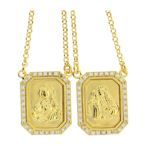 Scapulaire argent 925 doré avec zircons