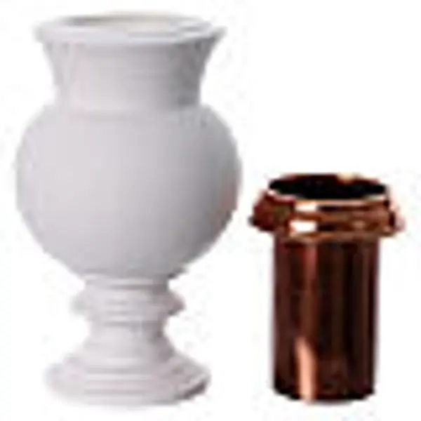 Vase rond pour tombe en marbre synthétique blanc