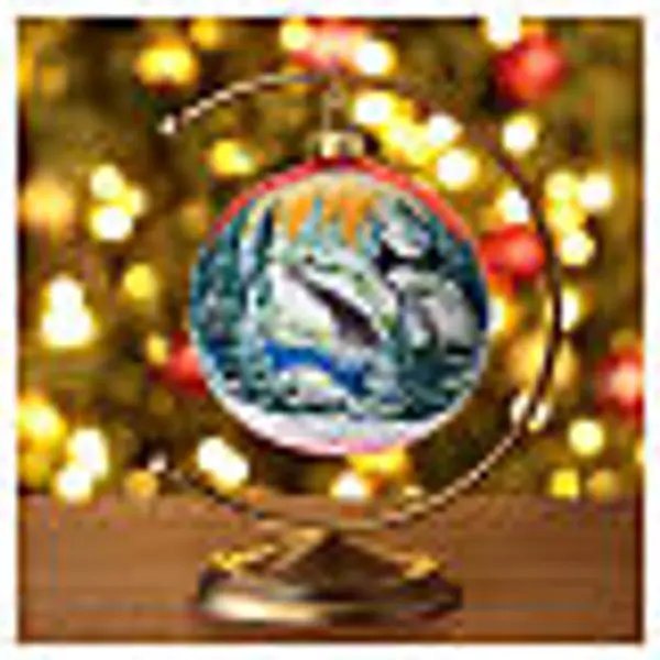 Boule sapin verre orange paysage découpage 100 mm